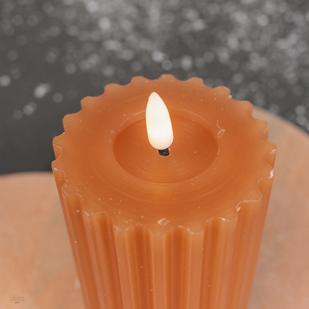 Lumineo LED Wick Brown Carved Candle1L Warm White - image 3