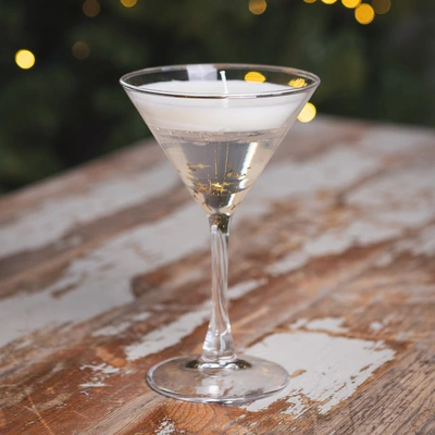 Martini Glass Gel Candle with Gold Star Glitter Decoration