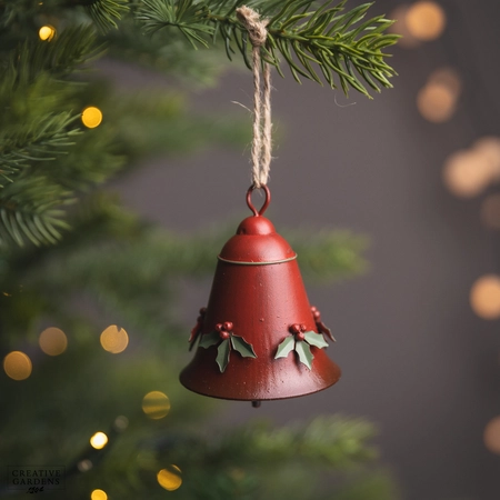 Metal Bell with Holly 8Cm