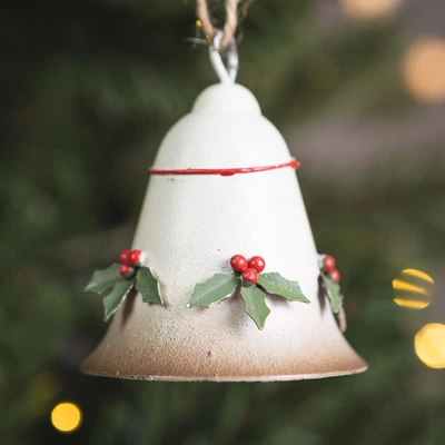 Metal Bell with Holly - 8cm