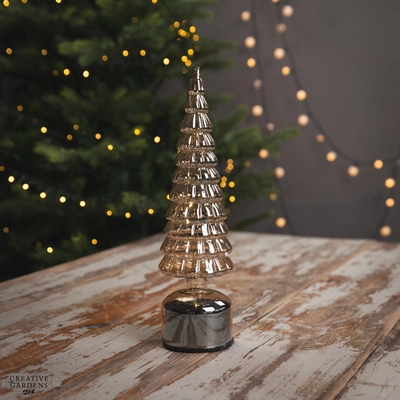 Micro LED Amber Rotating Glass Tree - 34cm - 15L Warm White