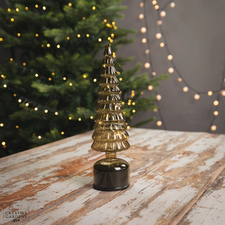 Micro LED Green Rotating Glass Tree - 34cm - 15L Warm White - image 1