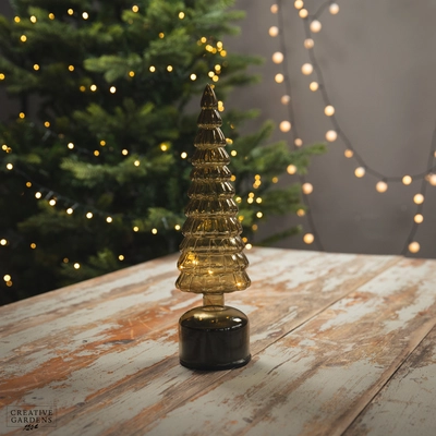 Micro LED Green Rotating Glass Tree - 34cm - 15L Warm White - image 2