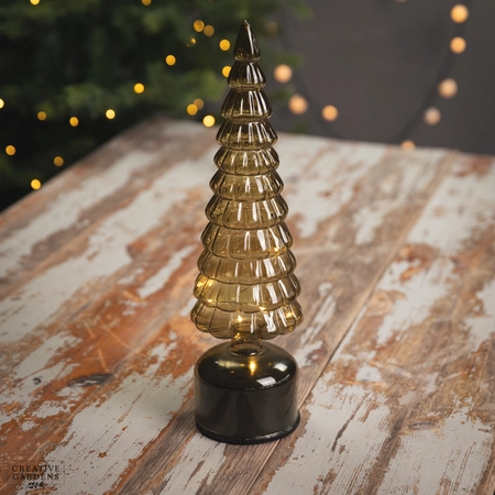 Micro LED Green Rotating Glass Tree - 34cm - 15L Warm White - image 3