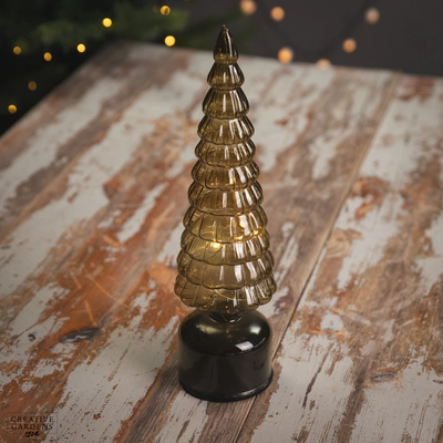 Micro LED Green Rotating Glass Tree - 34cm - 15L Warm White - image 4