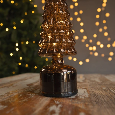 Micro LED Rotating Tree Glass 34cm - Brown - image 2