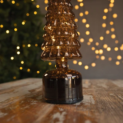 Micro LED Rotating Tree Glass 34cm - Brown - image 2