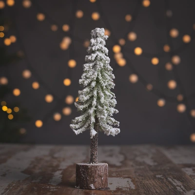 Mini Tree Snowy Indoor Decoration - Green & White - 25cm - image 2