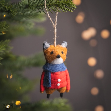 Mixed Wool Fox with Red Coat & Blue Scarf