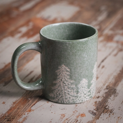 Mug Stoneware Tree Embossed - image 2