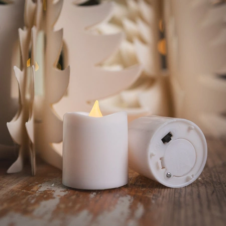 Noma 2 Set Cream Paper Tree with Flickering Effect Tealight - 22cm & 30cm - image 3