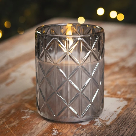 Noma Alderbrook Crystal Glass Holder with Ivory Candle - 12cm