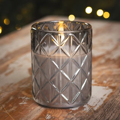 Noma Alderbrook Crystal Glass Holder with Ivory Candle - 12cm