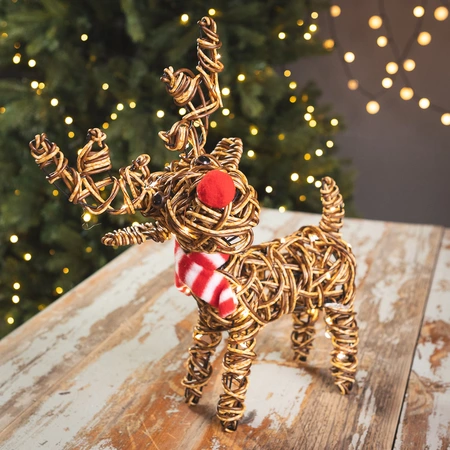 Noma Brown Wicker Rudolph with 40 LEDs - 38cm