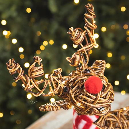 Noma Brown Wicker Rudolph with 40 LEDs - 38cm