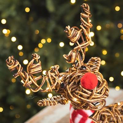Noma Brown Wicker Rudolph with 40 LEDs - 38cm