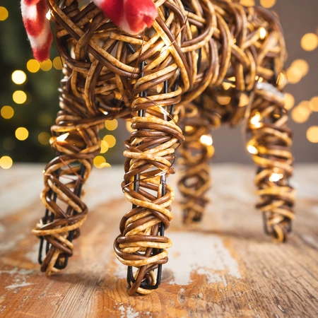 Noma Brown Wicker Rudolph with 40 LEDs - 38cm