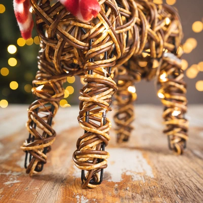 Noma Brown Wicker Rudolph with 40 LEDs - 38cm