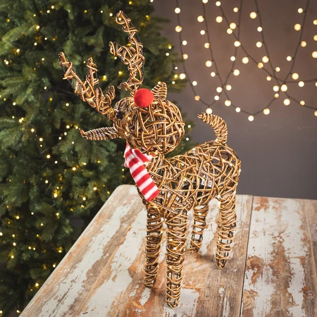 Noma Brown Wicker Rudolph with 80 LEDs - 70cm