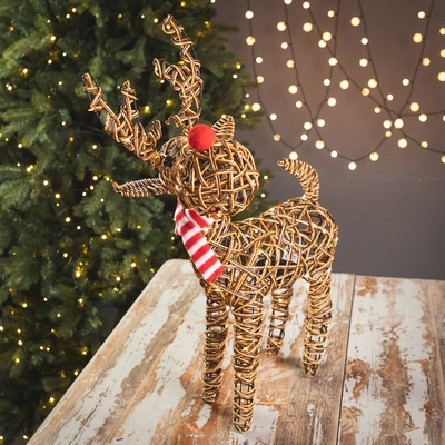 Noma Brown Wicker Rudolph with 80 LEDs - 70cm