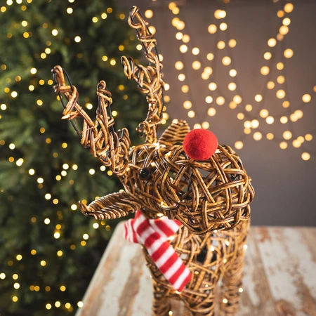 Noma Brown Wicker Rudolph with 80 LEDs - 70cm