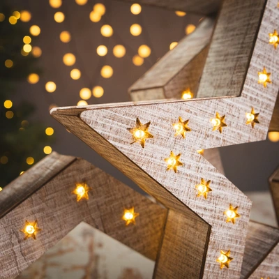 Noma Rustic Wooden Star Lights