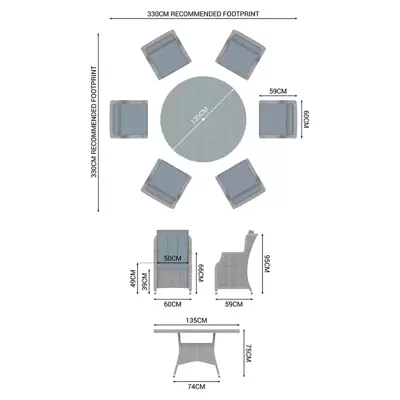 Nova Thalia 6 Seat Dining Set - White Wash - image 6