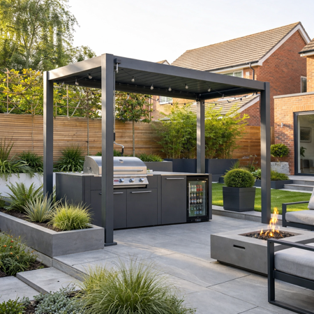 Nova Titan Aluminium Pergola - 3m x 1.5m - Graphite Grey