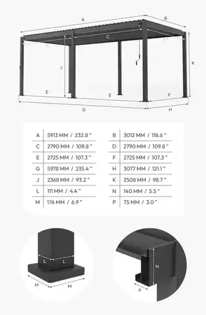 Nova Titan Aluminium Pergola - 6m x 3m