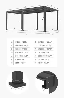 Nova Titan Aluminium Pergola - 6m x 3m