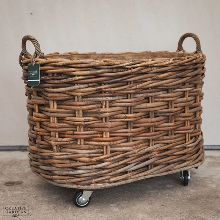 Oval Wheeled Basket with Ear Handles - Large - image 1