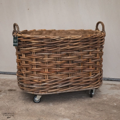 Oval Wheeled Basket with Ear Handles - Large - image 9