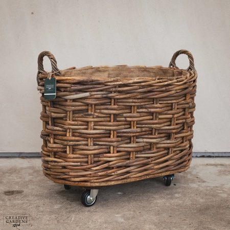 Oval Wheeled Basket with Ear Handles- Small - image 1