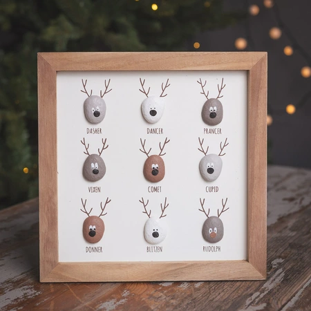 Pebble Reindeer Plaque - 25cm x 25cm - image 1