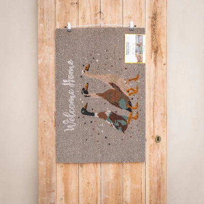Premium Three Duckgrees Grey Printed Coir Mat - 75cm x 50cm