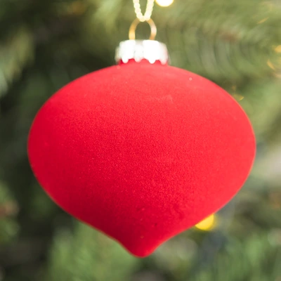 Red Flocked Glass Onion - 8cm
