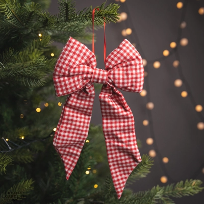 Red Gingham Bow 29Cm