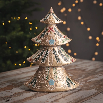 Resin Gold Tree with Alpine Pattern Ornament