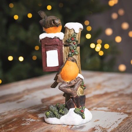 Robins on Post Box Ornament - image 1