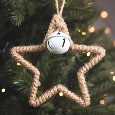 Rope Star with Bells Decoration - 15cm