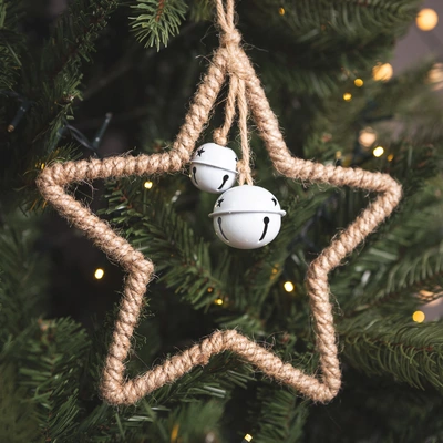 Rope Star with Bells Decoration - 20cm