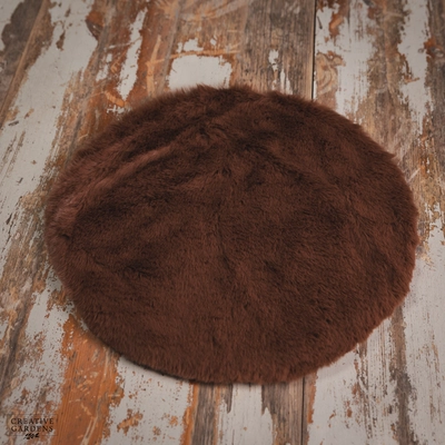 Round Rug Faux Fur Brown
