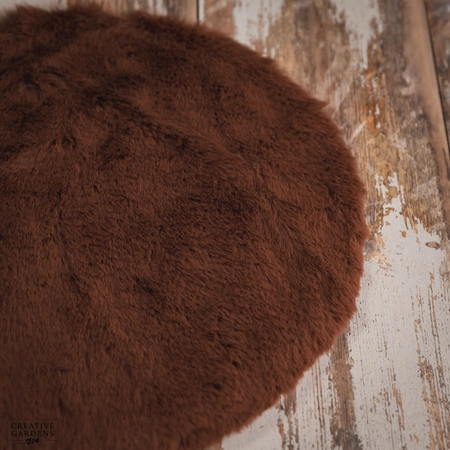 Round Rug Faux Fur Brown - image 2