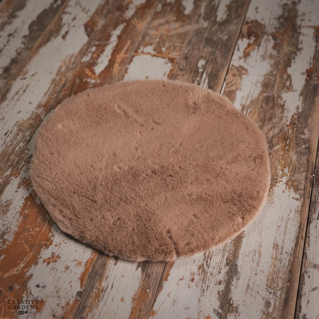 Round Rug Faux Fur Light Brown - image 1