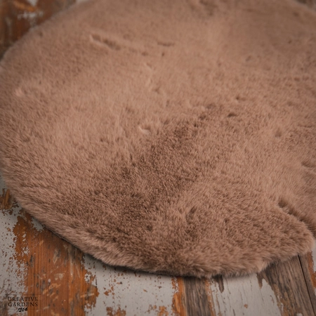 Round Rug Faux Fur Light Brown - image 2
