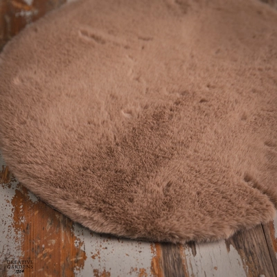 Round Rug Faux Fur Light Brown - image 2