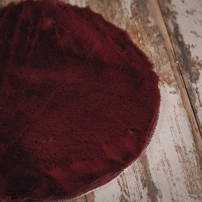 Round Rug Faux Fur Maroon - image 2