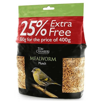 Tom Chambers Mealworm Munch 25% Extra Free 500g