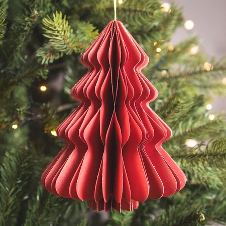 Tree Paper Red Champange Gold Glitter Decoration - 20cm