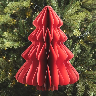 Tree Paper Red Champange Gold Glitter Decoration - 40cm